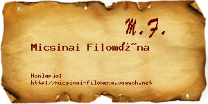 Micsinai Filoména névjegykártya